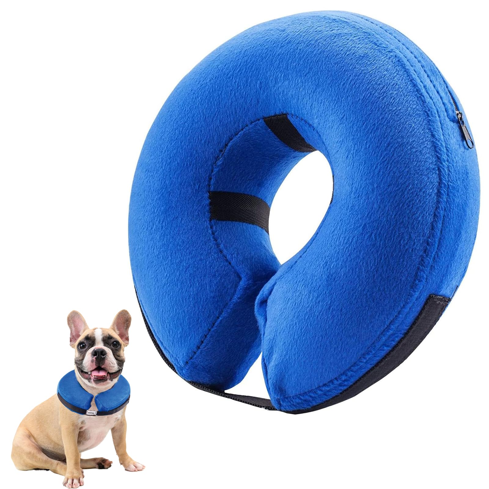 JOYFAST Inflatable Dog Cone for Large Dog Designed for Comfortable Post-Surgical Recovery Ultra-Soft Comfort Unblocked View No Disruption to Dog's Daily Life