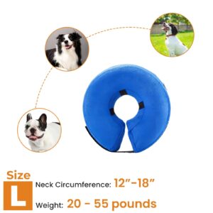 JOYFAST Inflatable Dog Cone for Large Dog Designed for Comfortable Post-Surgical Recovery Ultra-Soft Comfort Unblocked View No Disruption to Dog's Daily Life