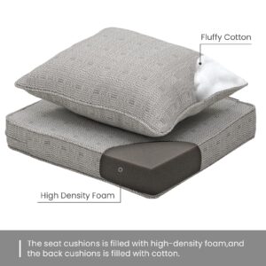 Strickland Home Outdoor Seat Cushion Set 19 x 19 Inch Fade Resistant Patio Furniture Cushions with Pillow Deep Seat & Back Cushion Set with Removable Cover for Chair Sofa Couch,Linen Grey