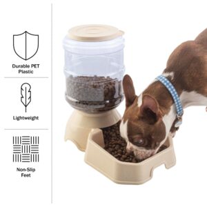 Automatic Cat Feeder and Water Dispenser - 2-Pack 3.8L/1G Dog Food and Water Bowl - Gravity Automatic Water Dispenser for Dogs and Cats by PETMAKER