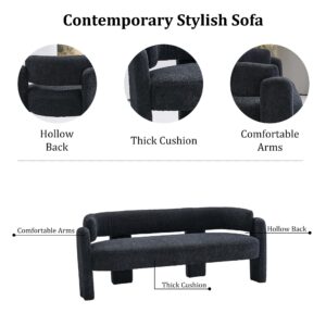 Homtique 75" Modern Sofa for Living Room, Upholstered Boucle Sofa Unique Design Sofa for Bedroom, Contemporary Style Settee Bench Small Couches for Small Spaces, Dark Grey