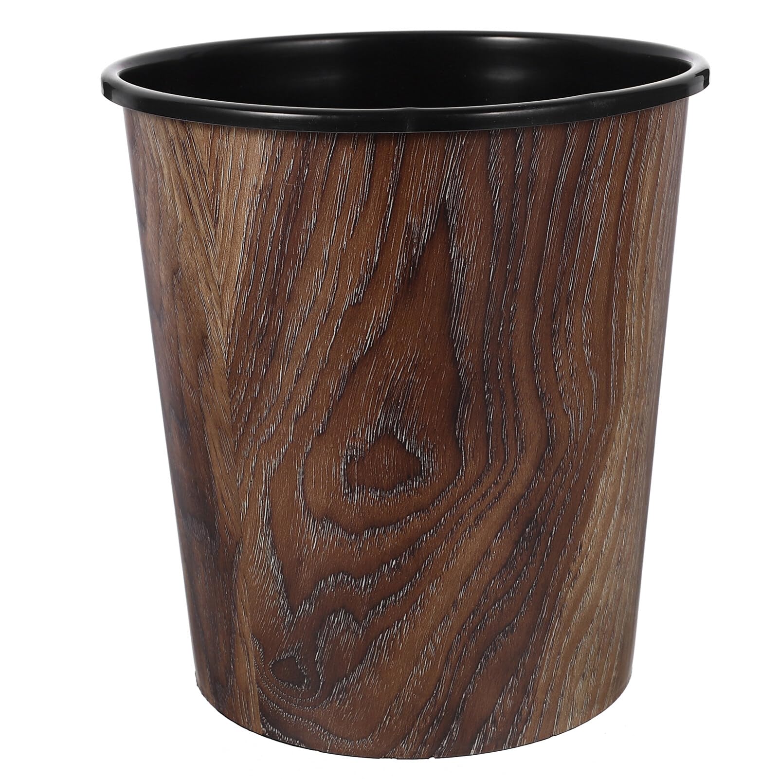 EXCEART Wood Grain Trash Can Plastic Round Wastebasket Kitchen Garbage Container Bins for Home Office Bedroom Bathroom Kitchen