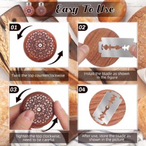 Windspeed 2+20 Pcs Wooden Bread scoring Scoring, Best Bread Lame Cutter For Sourdough Bread Lame Fancy Bread Lame Dough Scoring Tool Include 10 Razor Blades and Felt Pouch