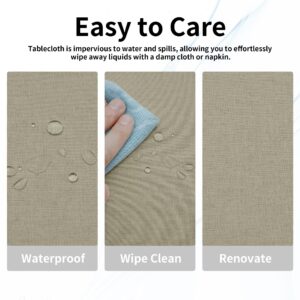 Easy-Going Faux Linen Waterproof Spill-Proof Tablecloth Stain Resistant Rectangle Table Cloth Wrinkle Free Decorative Fabric for Kitchen, Dining, Party, Weddings, Restaurants (52x70 in, Linen)