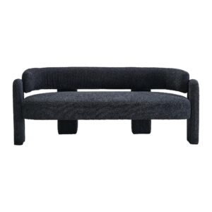 homtique 75" modern sofa for living room, upholstered boucle sofa unique design sofa for bedroom, contemporary style settee bench small couches for small spaces, dark grey