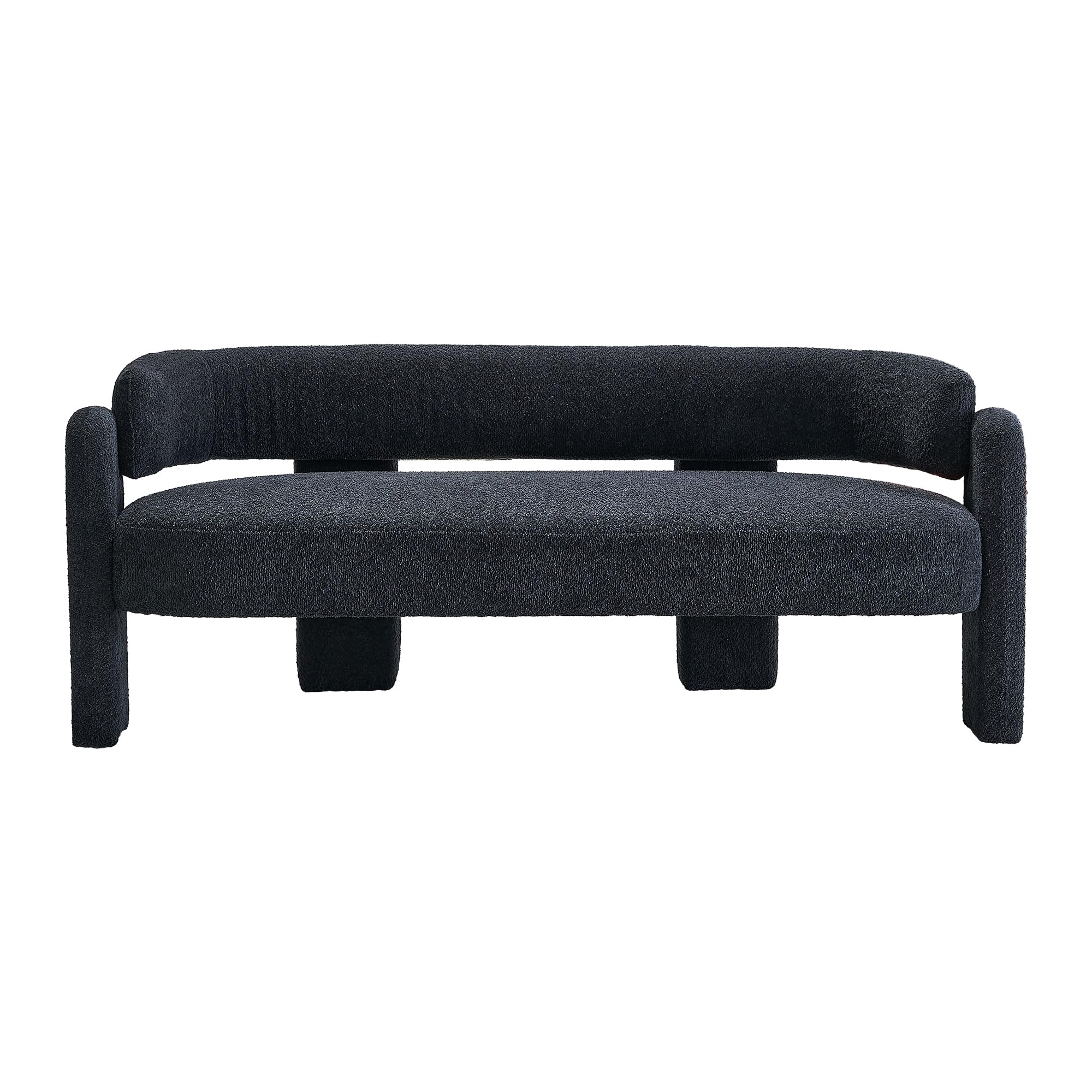 Homtique 75" Modern Sofa for Living Room, Upholstered Boucle Sofa Unique Design Sofa for Bedroom, Contemporary Style Settee Bench Small Couches for Small Spaces, Dark Grey