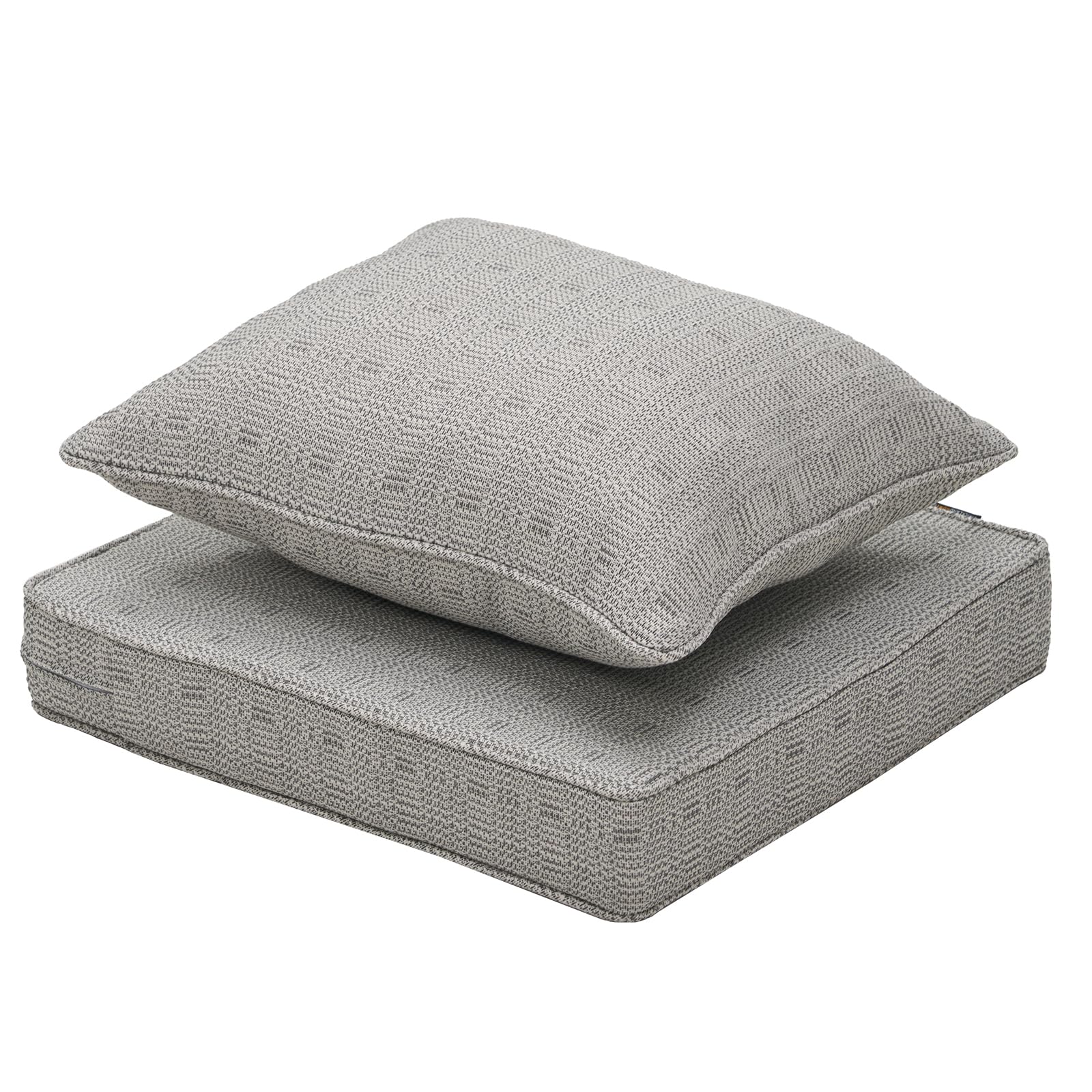 Strickland Home Outdoor Seat Cushion Set 19 x 19 Inch Fade Resistant Patio Furniture Cushions with Pillow Deep Seat & Back Cushion Set with Removable Cover for Chair Sofa Couch,Linen Grey