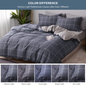 SAPHREAS Boy Gray Plaid Duvet Cover Set Twin Size Bedding Comforter Cover Set 2pcs 1 Duvet Cover 1 Pillow Sham with Zipper