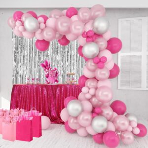 soonlyn pink balloon arch kit 12ft girl's hot pink balloon garland kit theme female gift for birthday baby shower wedding bridal shower