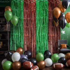 KatchOn, XtraLarge 13x8 Feet Green and Brown Football Backdrop - Pack of 4 Football Fringe Curtain | Football Streamers, Football Party Backdrop | Super Football Bowl Sunday Football Party Decorations