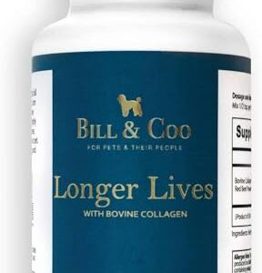 BILL & COO Longer Lives Fiber Supplement - Boost Your Pet's Immunity with Our Unique Bovine Collagen Peptides Powder and Beet Root Powder Formula Helps Strengthen The Heart, Liver and Digestive | 90g