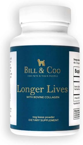 BILL & COO Longer Lives Fiber Supplement - Boost Your Pet's Immunity with Our Unique Bovine Collagen Peptides Powder and Beet Root Powder Formula Helps Strengthen The Heart, Liver and Digestive | 90g