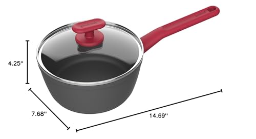 GoodCook ProEase Nonstick Sauce Pan with Lid, 2-Quart, Black, Nonstick Cookware, Even Heating, Dishwasher Safe, Ergonomic Handle, Non-Toxic, Durable Cooking Pot