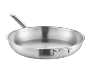 soro essentials- 14” stainless steel frying pan with tri-ply encapsulated base bottom and helper handle- fry pan skillet egg pan omelet pan perfect for searing and sautéing induction ready