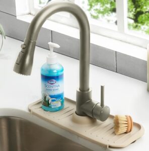 clorox keptclean kitchen faucet splash guard, one size, almond cream