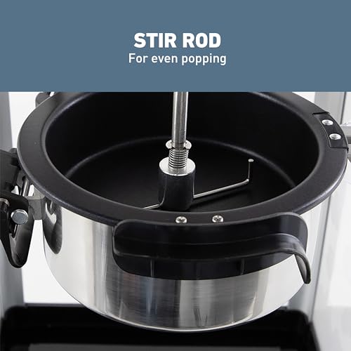 West Bend Stir Crazy Movie Theater Popcorn Popper, Gourmet Popcorn Maker Machine with Nonstick Popcorn Kettle and Popcorn Scoop for Popcorn Machine, 4 Qt., Black