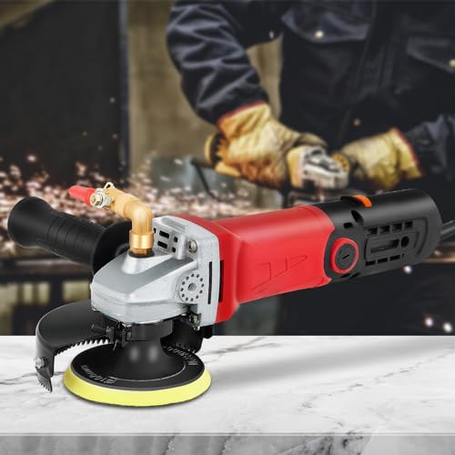 VEVOR Wet Buffer / Polisher, 6 Variable Speed 1100-5000 RPM Granite Polisher, Concrete Stone Buffing Machine with 4" & 5" Extra Diamond Polishing Pads, 7 Wet Grinding Discs for Granite Marble Stones