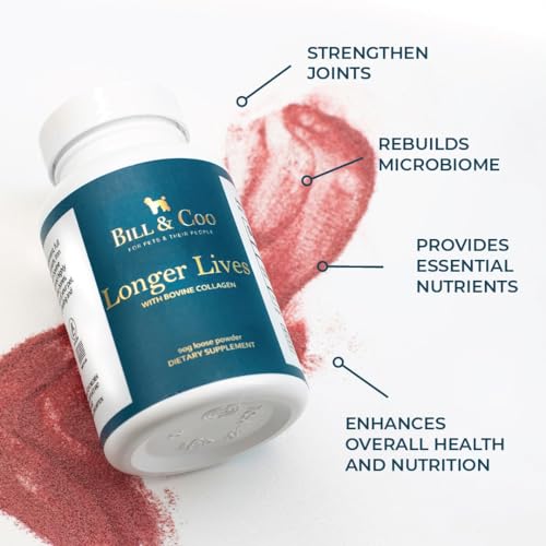 BILL & COO Longer Lives Fiber Supplement - Boost Your Pet's Immunity with Our Unique Bovine Collagen Peptides Powder and Beet Root Powder Formula Helps Strengthen The Heart, Liver and Digestive | 90g