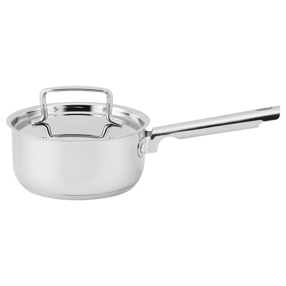 WACOKWARE 1-Quart Saucepan with Lid, 18/10 Stainless Steel Tri-Ply Capsule Bottom Sauce Pan Induction Dishwasher Safe, Compatible with All Cooktops