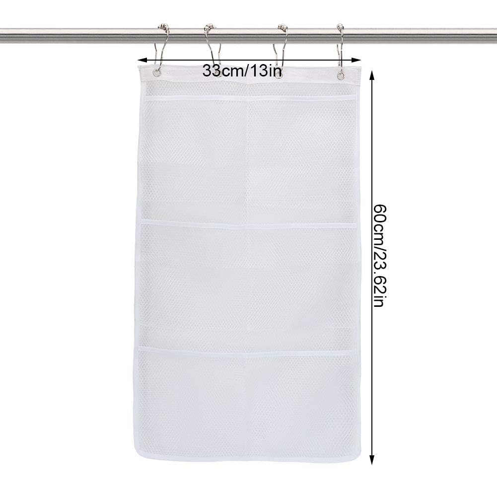 Gsycle 2PCS Shower Caddy, Mesh Shower Organizer Hanging Bathroom Storage Organizer Toy Organizer with 6 Pockets for Bathroom Bedroom(White)