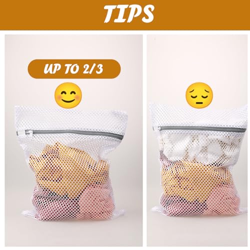 Giantree 3 Pcs Mesh Laundry Bags for Delicates, Durable Honeycomb Lingerie Bags with Elastic Zipper Protector for Washing Machine Dryer Delicates Bag to Wash Hosiery Stocking Underwear Bra Lingerie