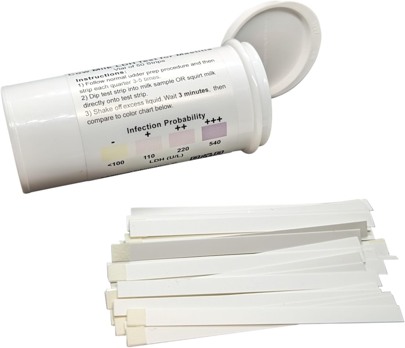 Cow Milk LDH Test Strips for Mastitis Detection [Vial of 50 Tests]