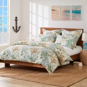 Greenland Home Barefoot Bungalow Atlantis 100% Cotton Duvet Set, 3-Piece Full/Queen, Jade