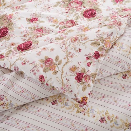 Greenland Home Antique Rose 100% Cotton Floral Duvet Cover Set, 3-Piece King/Cal King, Ivory