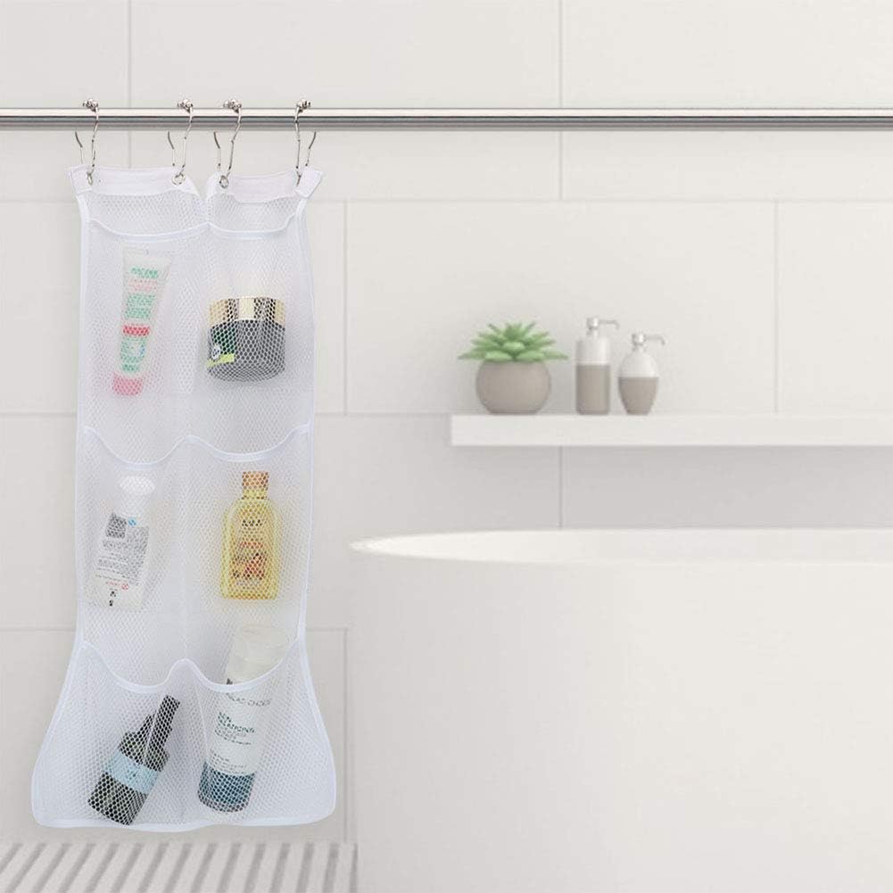 Gsycle 2PCS Shower Caddy, Mesh Shower Organizer Hanging Bathroom Storage Organizer Toy Organizer with 6 Pockets for Bathroom Bedroom(White)