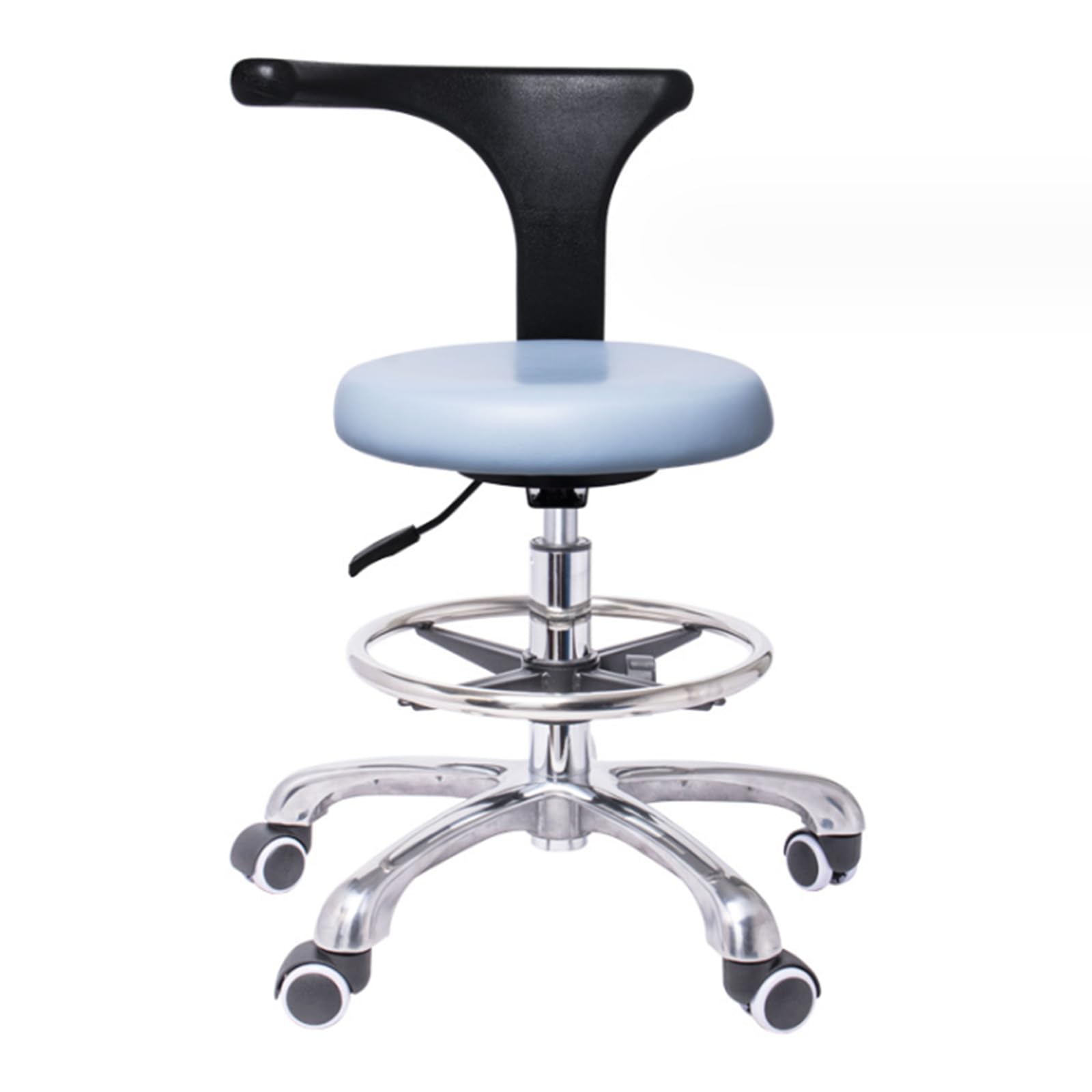 SFKLYU Dental Stool Dental Chair Assistant Stool 360° Rotation Armrest Dental PU Leather Backrest for Office Kitchen Dentist Shop Lab and Home,50~70cm