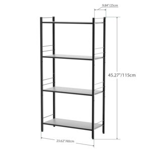 JAQ Storage Shelves with Adjustable Height, 4-Tier Metal Storage Shelving Rack Organizer for Pantry Kitchen Warehouse Basement 45.27" H X 23.62" W X 9.84" D,Up to 800LBS (4-Tier, Black)