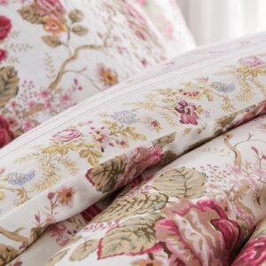 Greenland Home Antique Rose 100% Cotton Floral Duvet Cover Set, 3-Piece King/Cal King, Ivory