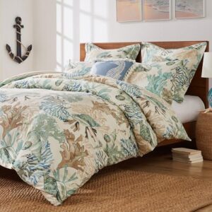 Greenland Home Barefoot Bungalow Atlantis 100% Cotton Duvet Set, 3-Piece Full/Queen, Jade