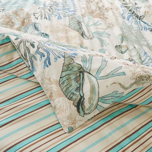 Greenland Home Barefoot Bungalow Atlantis 100% Cotton Duvet Set, 3-Piece Full/Queen, Jade