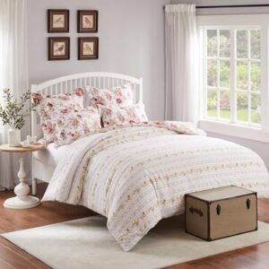 Greenland Home Antique Rose 100% Cotton Floral Duvet Cover Set, 3-Piece King/Cal King, Ivory