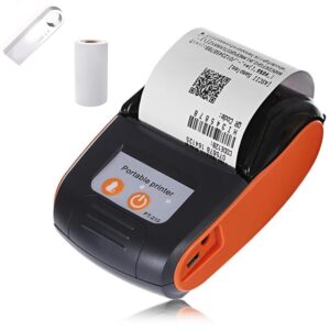 gzgynadast 58mm bluetooth receipt thermal printer, bill wireless portable ios android mini pocket pos printer,2 inch ticket bill invoice printing machine for small business(orange color)