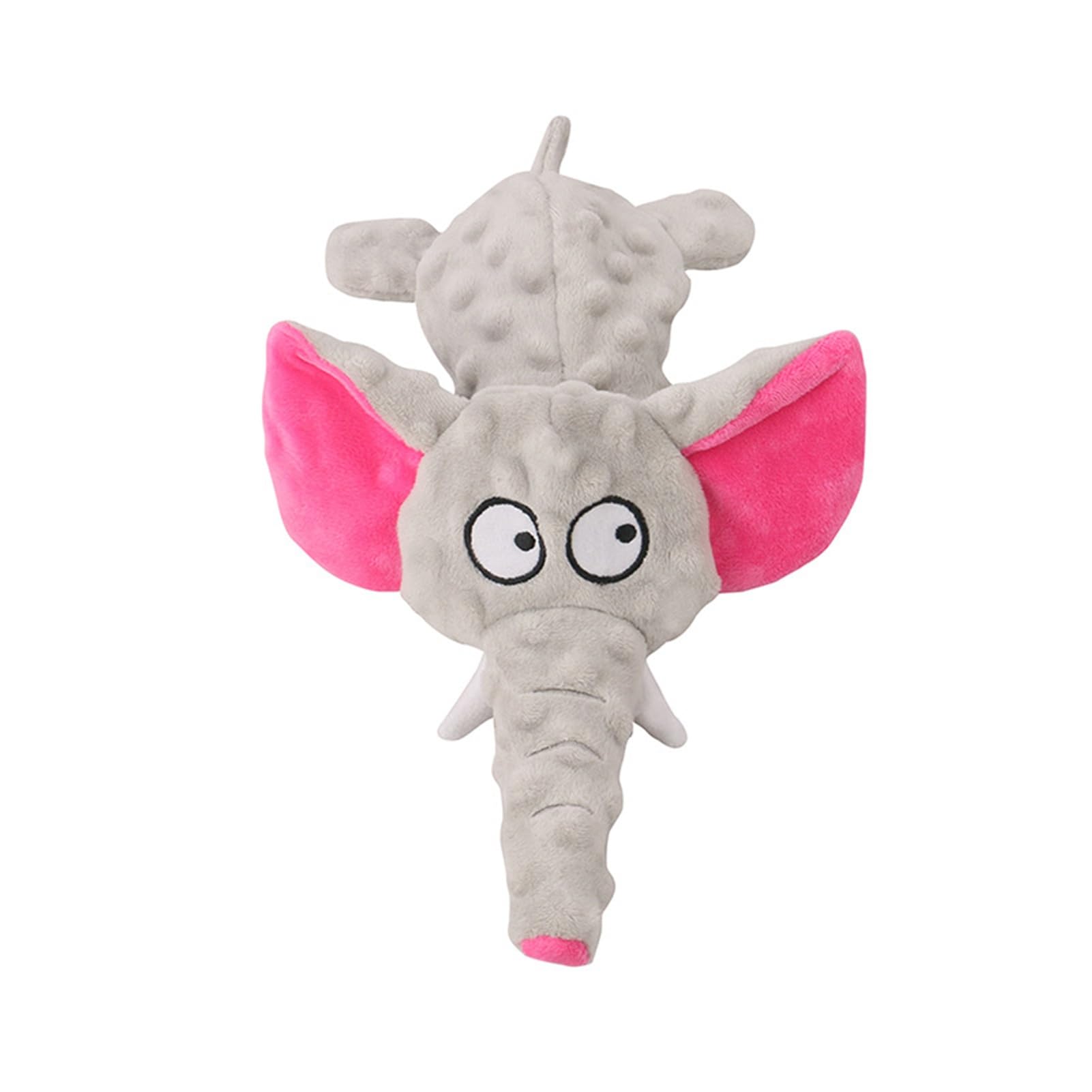 Pet Toy Bite-Resistant Interactive Plush Dog Chew Toy Elephant Shape Pet Squeaky Toy Rattling Paper Durable Pet Molar Teething Toy Soft Touch Pet Plaything for Dogs Other Pets Grey