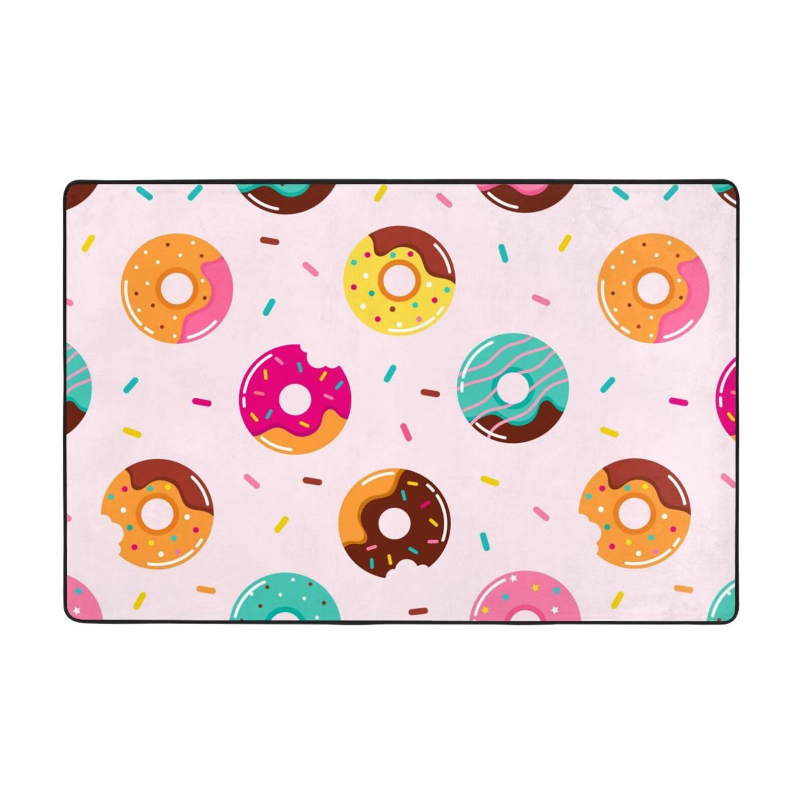 Pevtufa Donut Print Washable Rug 36"X24"Ultra-Thin Area Rugs for Living Room Non Slip Modern Carpet for Bedroom Dining Room Office Kitchen