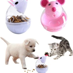 GANPUB Pink Interactive Toys for Cats, Play Cat Toy Pet Cat Kitten Mouse Shape Treat Holder Food Storage Dispenser Chew Play Toy for Indoor Cat and Kitten Exercise,Toys