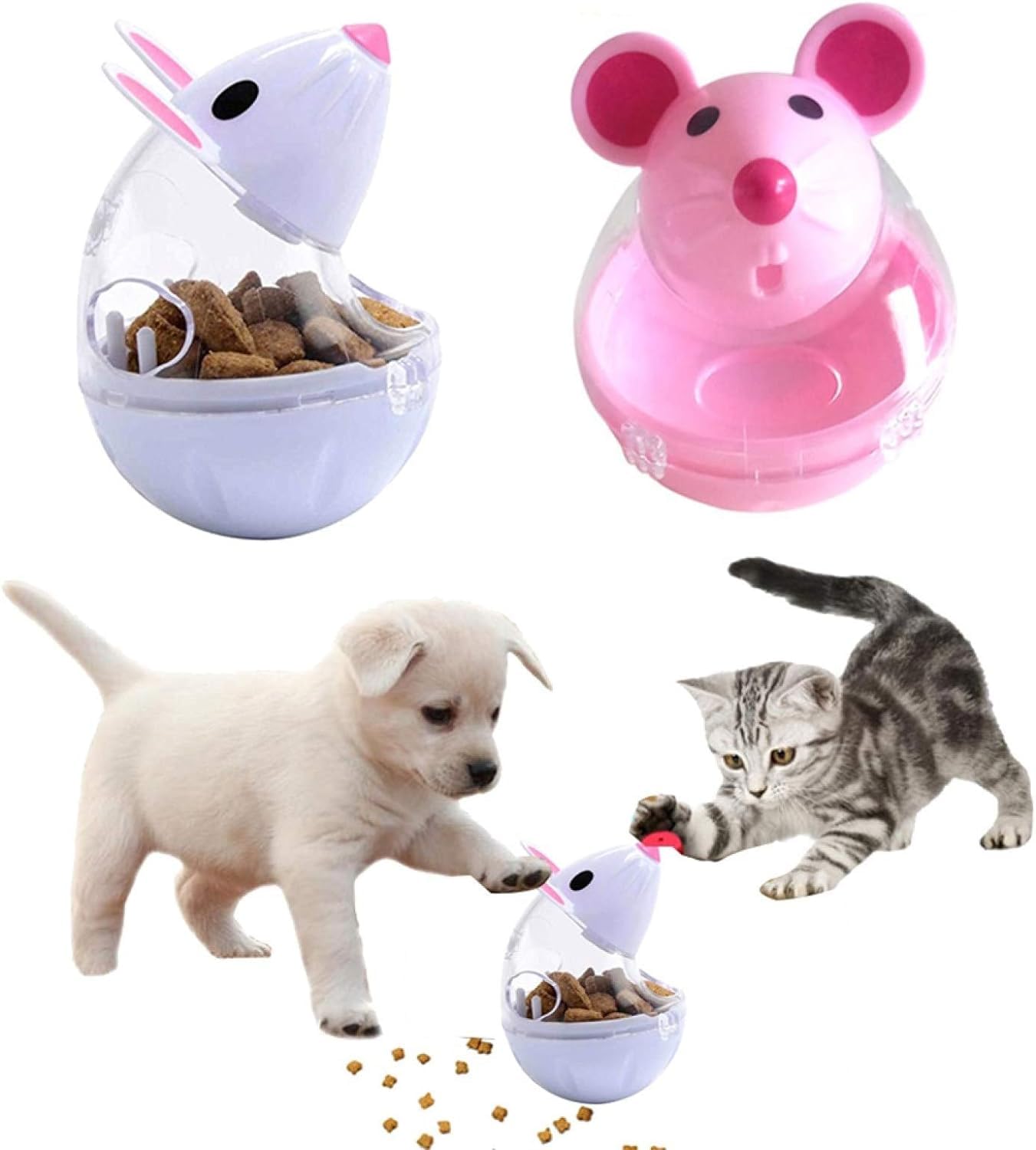 GANPUB Pink Interactive Toys for Cats, Play Cat Toy Pet Cat Kitten Mouse Shape Treat Holder Food Storage Dispenser Chew Play Toy for Indoor Cat and Kitten Exercise,Toys