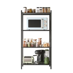 jaq storage shelves with adjustable height, 4-tier metal storage shelving rack organizer for pantry kitchen warehouse basement 45.27" h x 23.62" w x 9.84" d,up to 800lbs (4-tier, black)