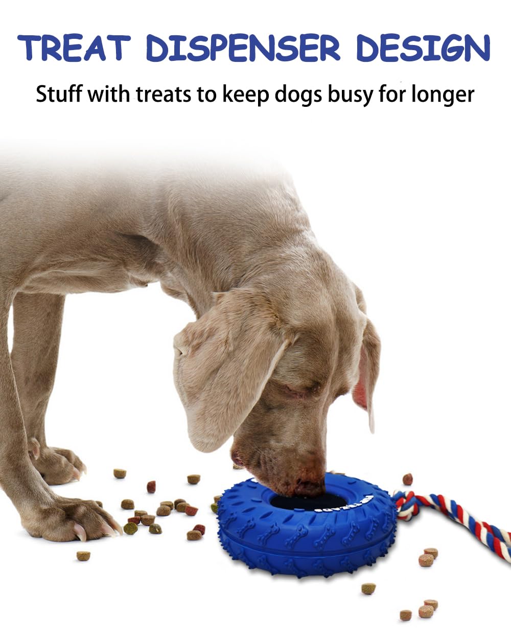 SCHITEC Dog Chew Toy with Rubber Tire & Tug of War Rope for Medium Large Dogs Aggressive Chewers, Interactive Fetch Play Treat Dispenser Pull Toys