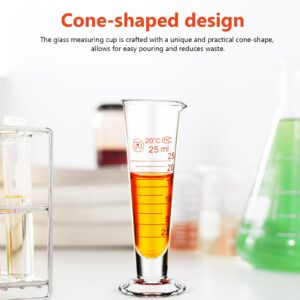 Baluue 25ml Graduated Cylinder, Lab Graduated Cylinder Glass Cup With Spout Wide Mouth, Glass Conical Beaker Liquid Dispenser Measuring Cylinder Tool for School Science Class