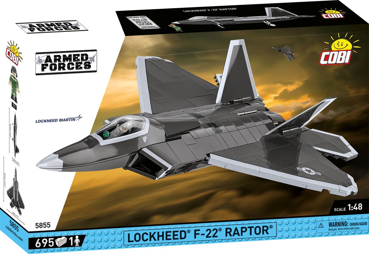 COBI Armed Forces Lockheed F-22 Raptor, Black & White