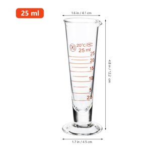 Baluue 25ml Graduated Cylinder, Lab Graduated Cylinder Glass Cup With Spout Wide Mouth, Glass Conical Beaker Liquid Dispenser Measuring Cylinder Tool for School Science Class