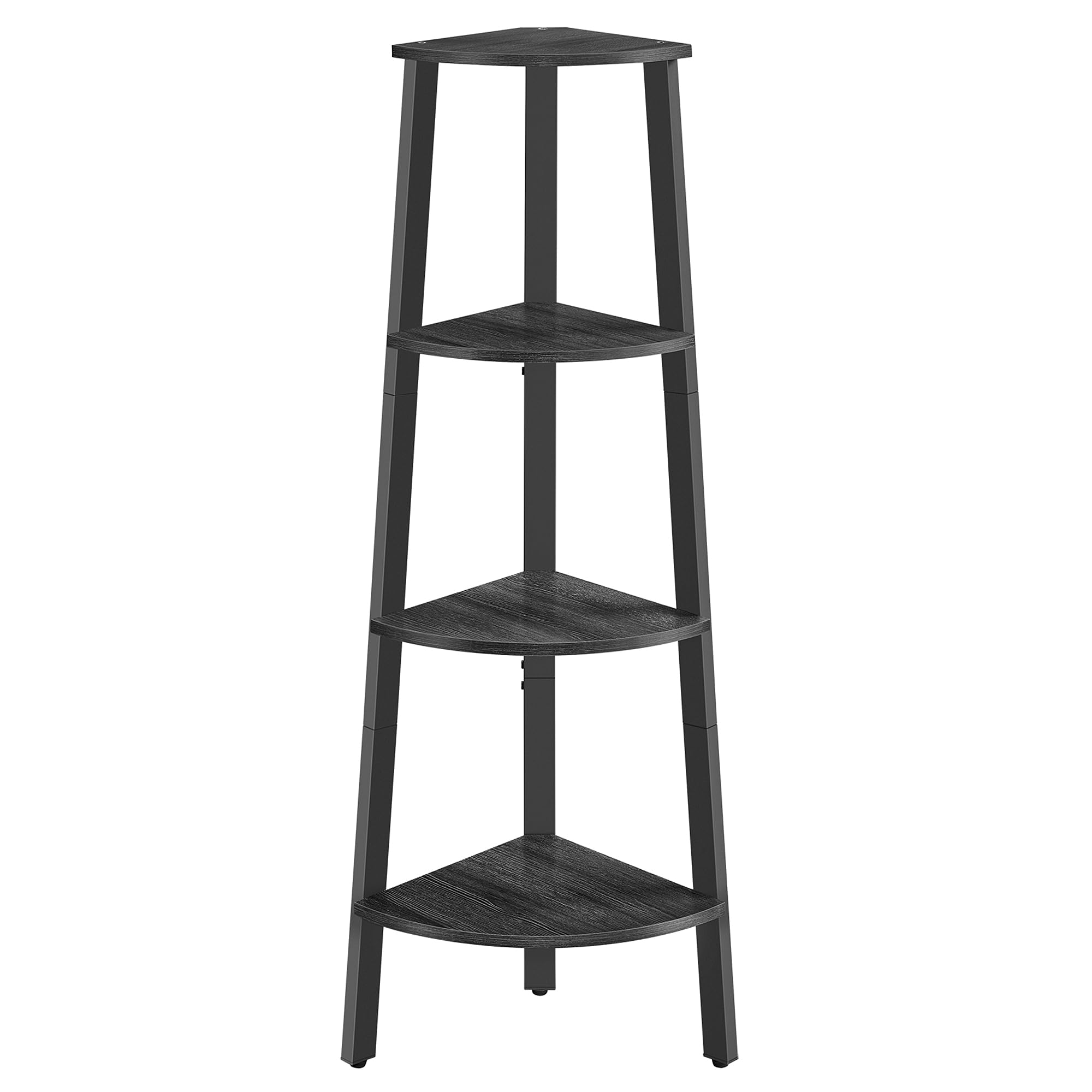 VASAGLE Corner Shelf Stand, 4-Tier Corner Bookshelf, Industrial Corner Ladder Shelf, Plant Stand Display Shelf for Living Room, Office, Kitchen, Charcoal Gray and Matte Black ULLS034B22