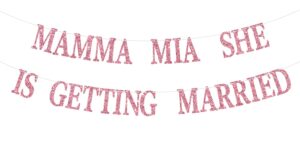 mamma mia she is getting married banner, from miss to mrs, bride to be hanging decor, pink glitter engagement party decorations