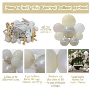 Pearl White Balloon Garland - Double Stuffed Pearl Cream Beige Balloons Pastel Sand White Ivory Matte Balloons Neutral Blush Nude White Arch Kit for Baptism Wedding Baby Shower Birthday Party Decor