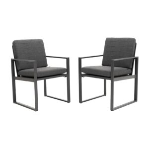 lebenliebe patio dining chairs set of 2 outdoor dining chair with armrests and cushions aluminum outdoor furniture armchairs bistro chairs,dark grey