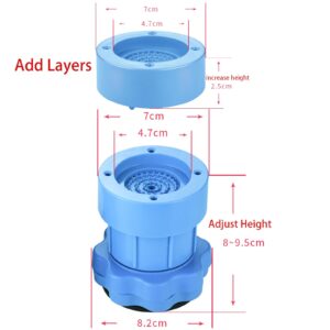 Multifunctional Adjustable Bracket Base For Washing Machine,Multifunctional Adjustable Bracket Base Anti Vibration Pads,Adjustable Height Washing Machine Support Foot Pads Non Slip Heighten (4xBlue)